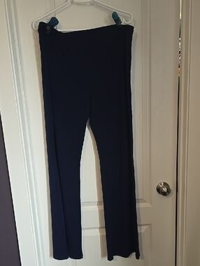 Wide-Leg Ponte Pants in Navy Blue